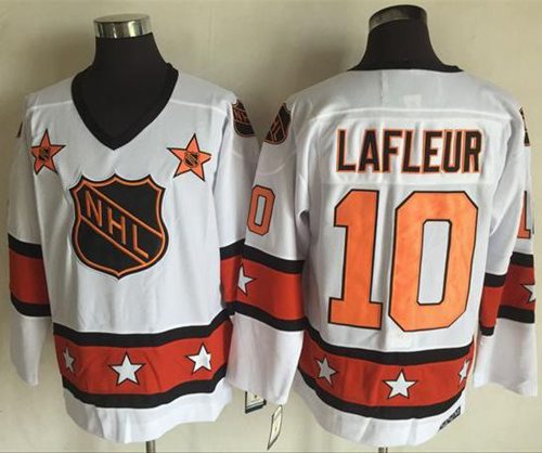 Canadiens #10 Guy Lafleur White/Orange All Star CCM Throwback Stitched NHL Jersey - Click Image to Close